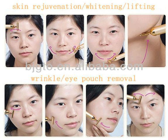 o massager facial elétrico o mais novo da barra de ouro 2013 24K para o levantamento da pele da remoção do enrugamento